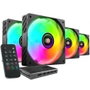Mars Gaming Kit 4 Ventiladores PC MF-SI4KIT A-RGB Infinity Negro Ultrasilenciosos ARGB con Mando a Distancia